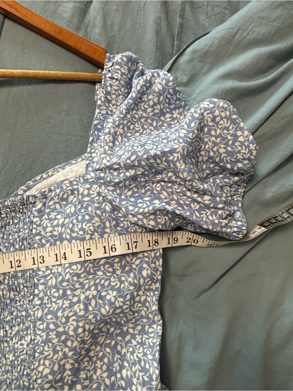 NWT Blue Floral Square-Neck Milkmaid Midi Dress - Picture 7 of 9